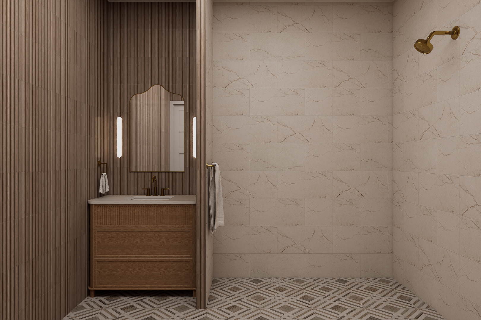Basement guest bath rendering